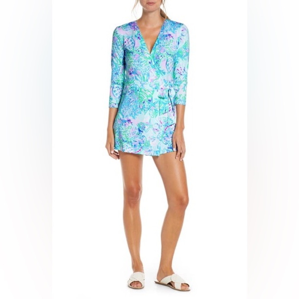 Lilly Pulitzer Carlie Wrap Romper in Amethyst Tint Craysea Size XS